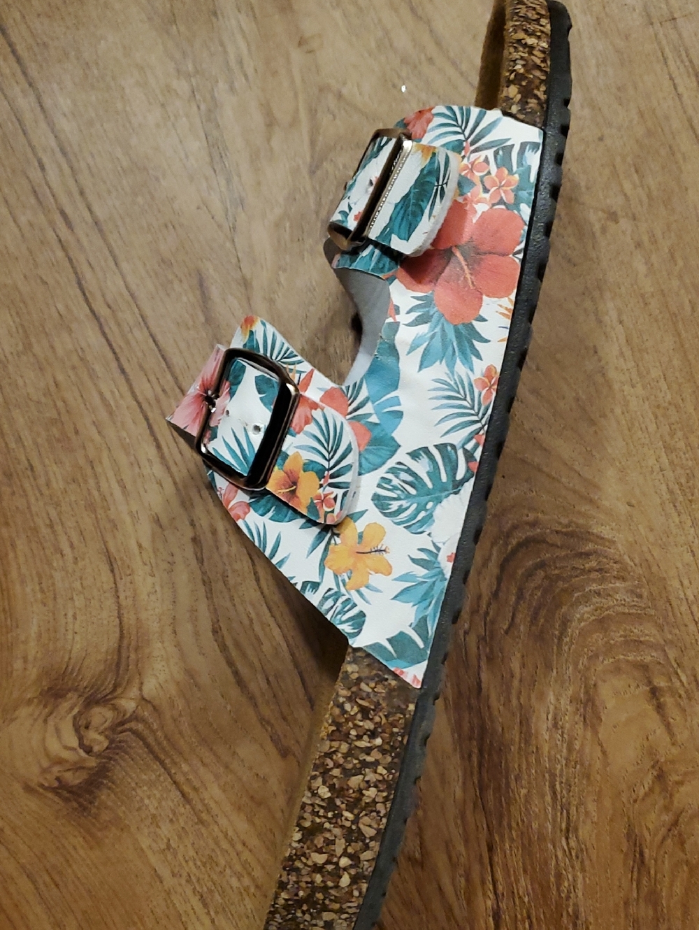 Floral Double Buckle Slide Sandals Size L 9-10 - Picture 4 of 4